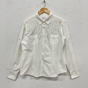 Vintage Panhandle Embroidered Gemstone Western Button Down Shirt, Fits M/L